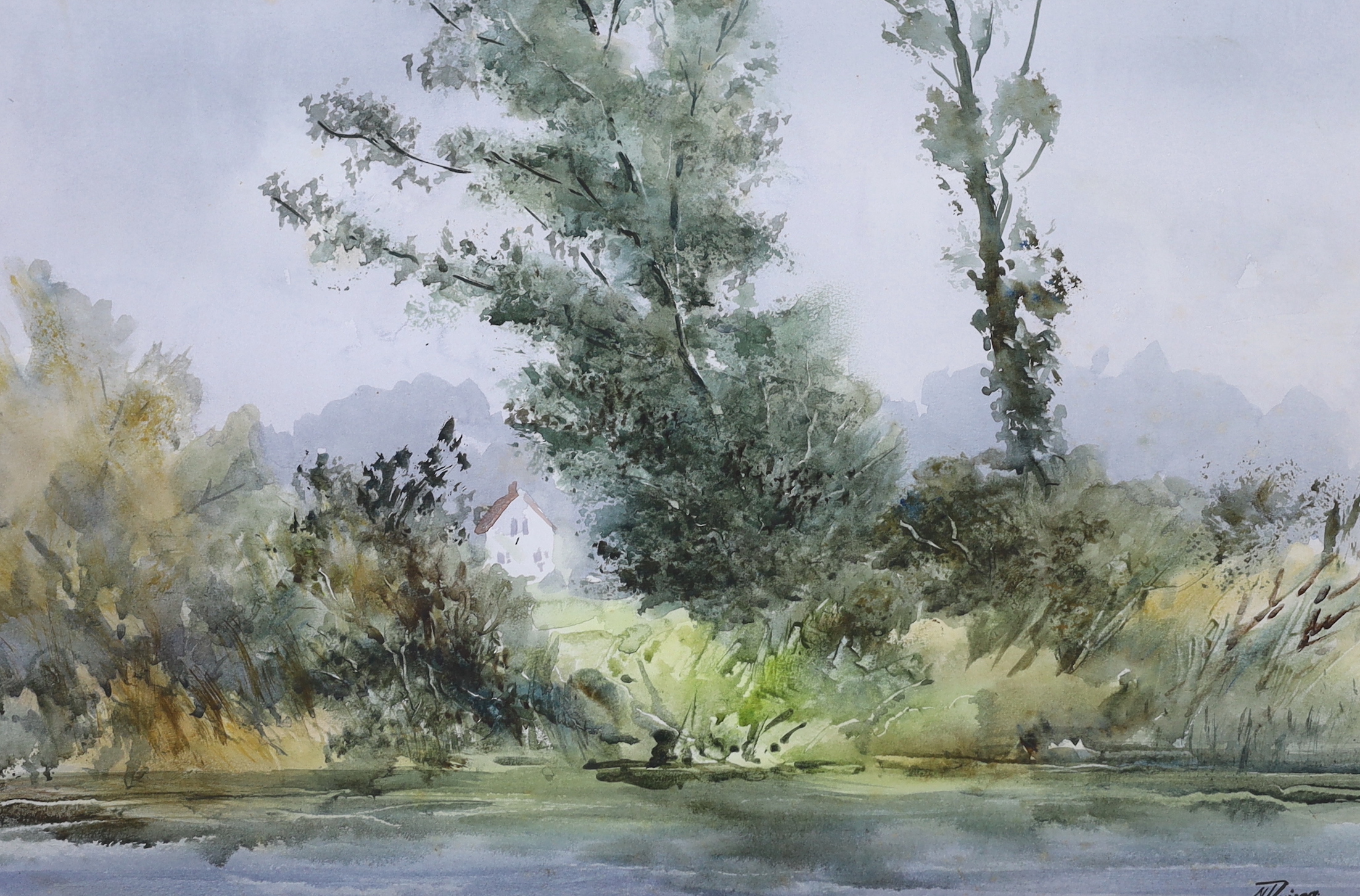 Norman Dinnage (b.1928), watercolour, Cuckmere at Litlington, signed, 32 x 47cm